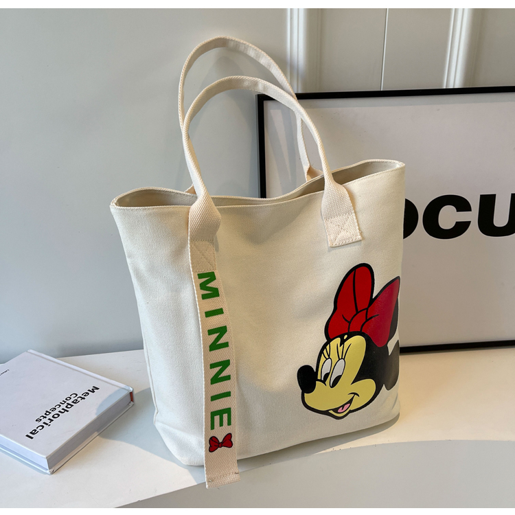 Japanese-Style Cartoon Single-Shoulder Canvas Tote Bag for Women – Versatile, Large Capacity, Perfect for Students and Commuting