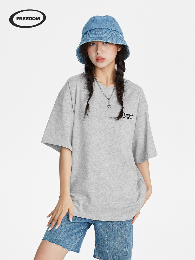 Japanese-Style Graffiti Floral Letter Pure Cotton Short-Sleeve T-Shirt for Women - Spring/Summer Casual 2025, Trendy Y2K Fashion Top