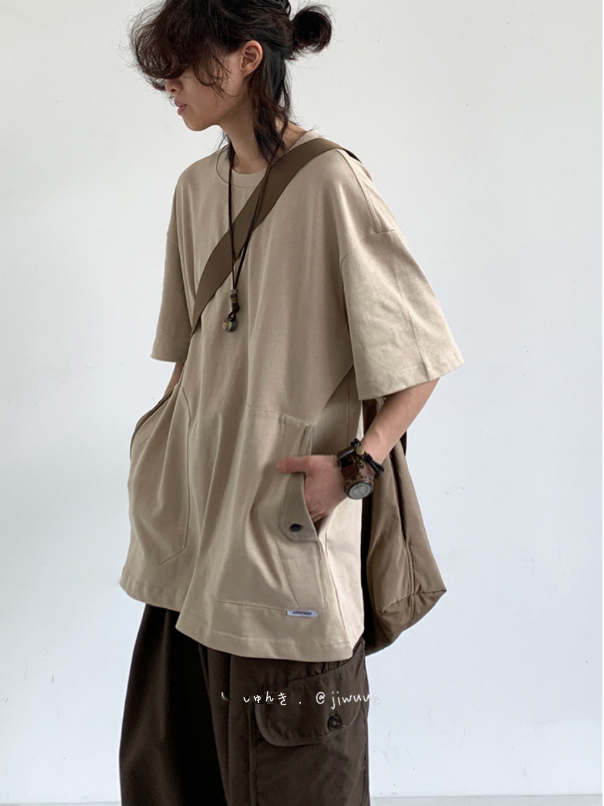 Japanese-Style Retro Pocket Short Sleeve T-Shirt for Men and Women - Loose Casual Versatile Summer Tee