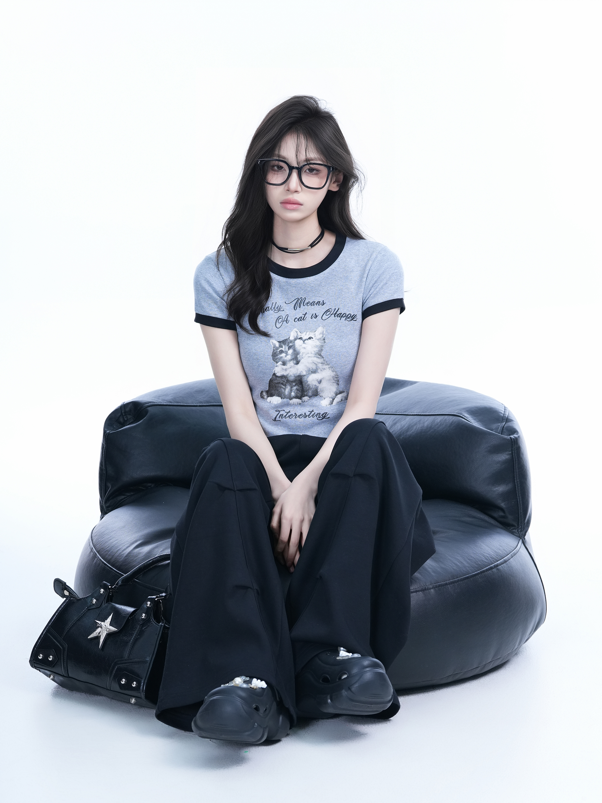 Korean Style Cute Gray Short-Sleeve T-Shirt for Women, Slim Fit Flattering Sweet Girl Top, Casual Y2K Fashion Tee