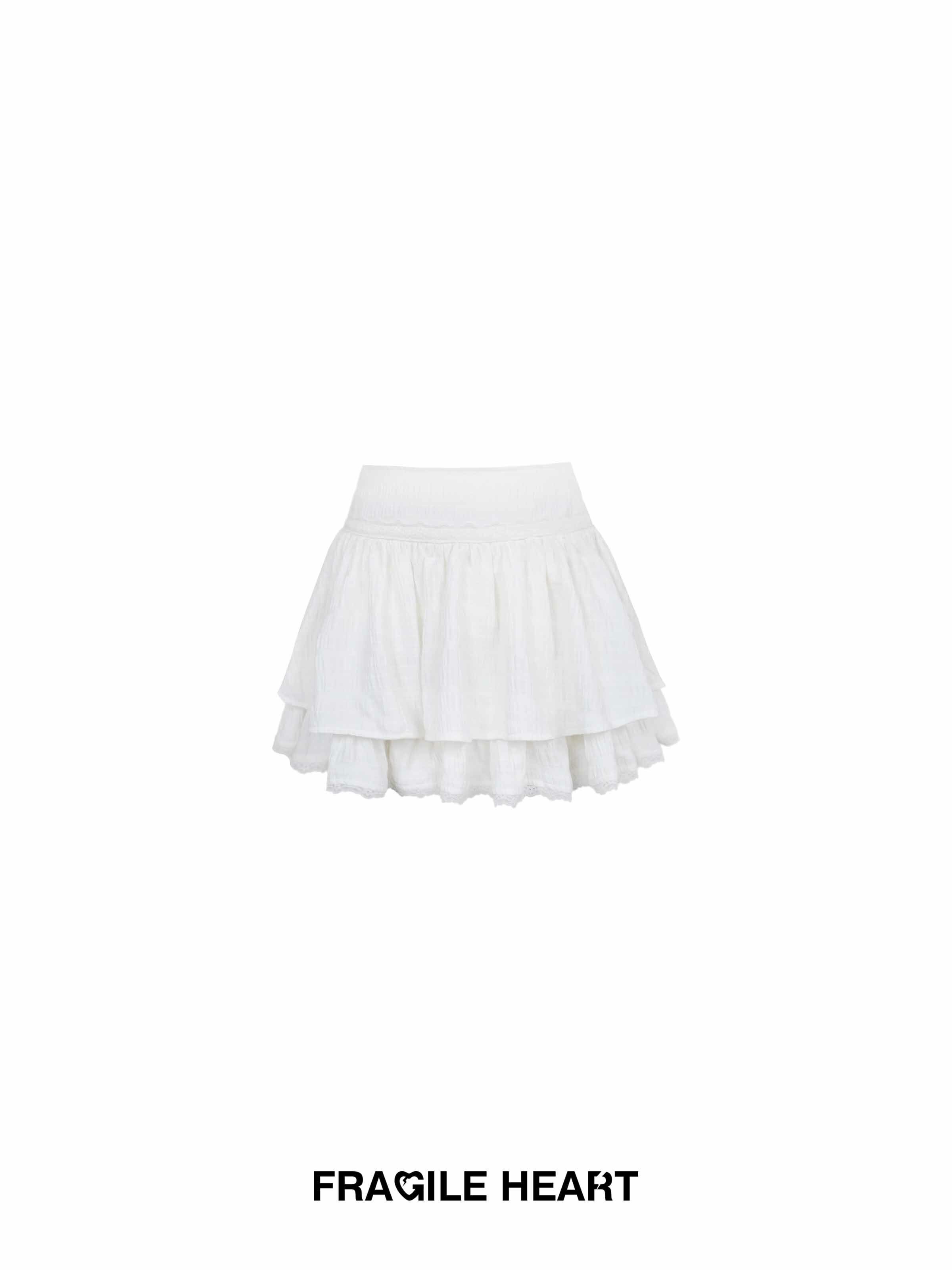 Korean Style Dou Dou Mei Sweet Cake Skirt - Multi-layer Lace Versatile White Skirt for Y2K Fashion