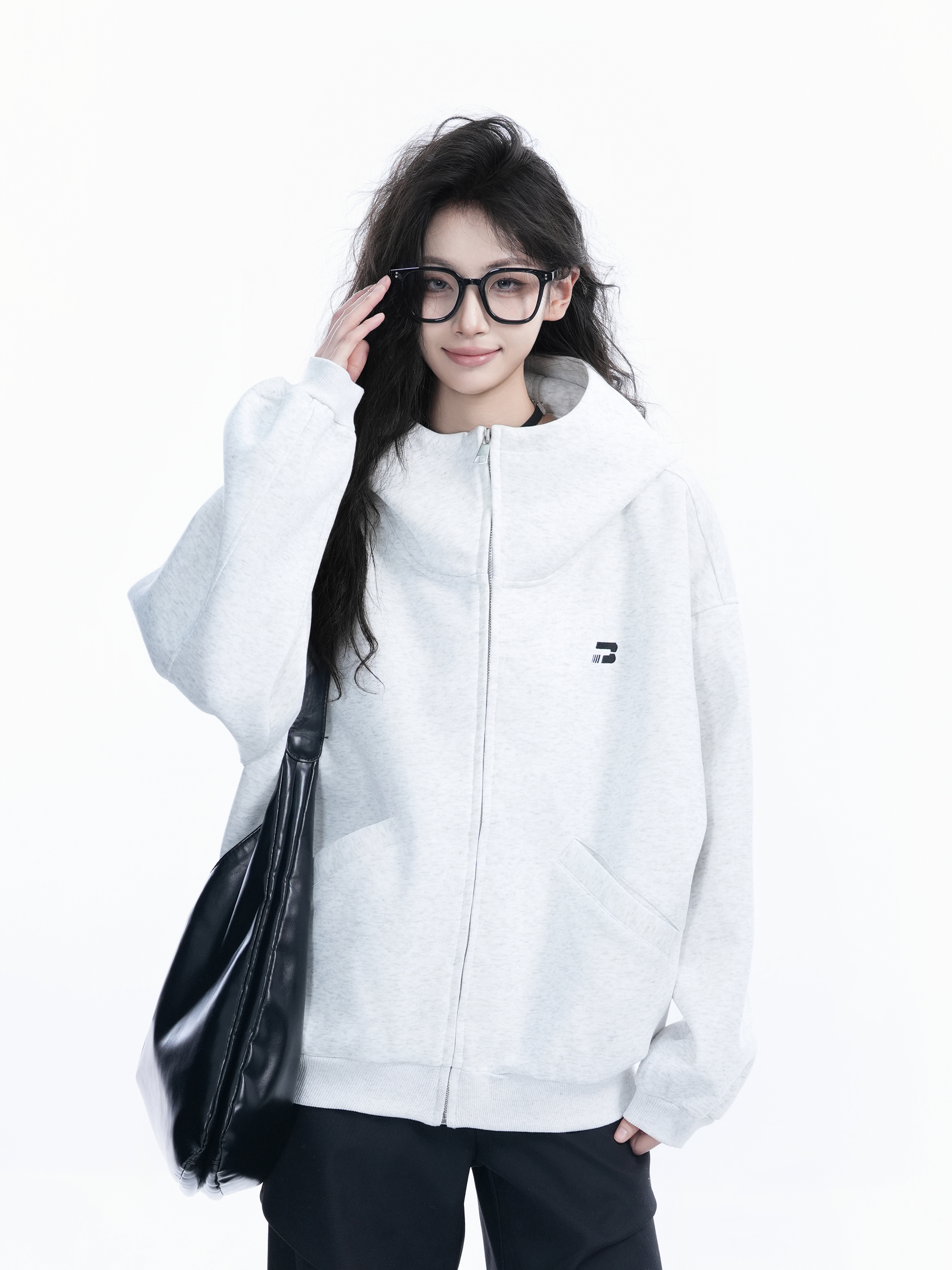 Korean Style High-Neck Hooded Cardigan Sweatshirt for Women - Spring Loose Unisex Zip-Up Jacket