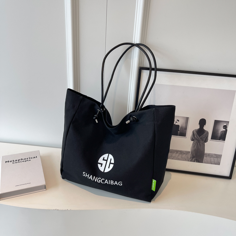 Korean Style Large Capacity Canvas Tote Bag for Women - Fashionable Portable Shopping & Casual Commuting Shoulder Bag