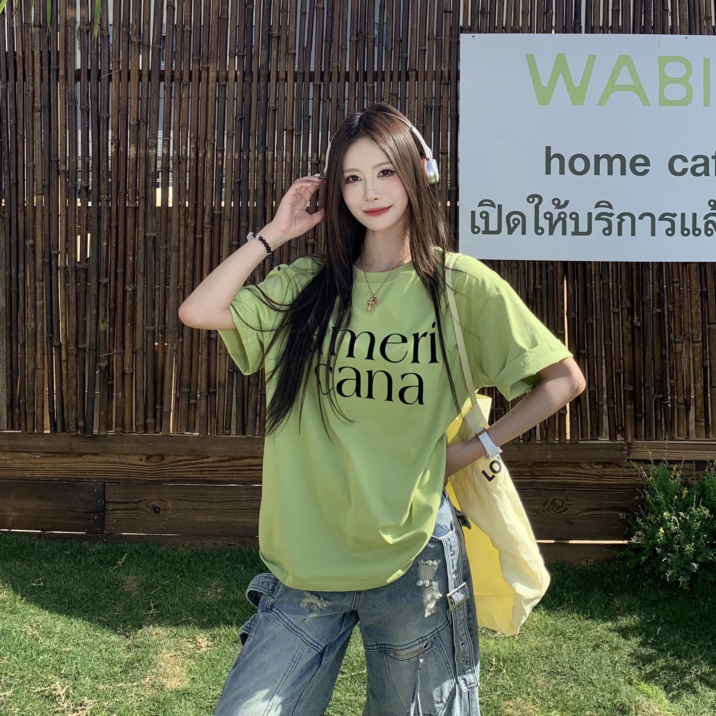 Korean Style Loose Casual Short Sleeve T-Shirt for Women with American Letter Print - Summer Round Neck Couple Top