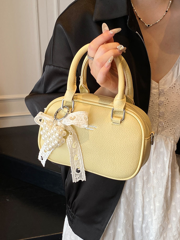 Korean-Style Minimalist Casual Tote Bag for Women - Small Square Crossbody Bowling Bag for Summer 2025