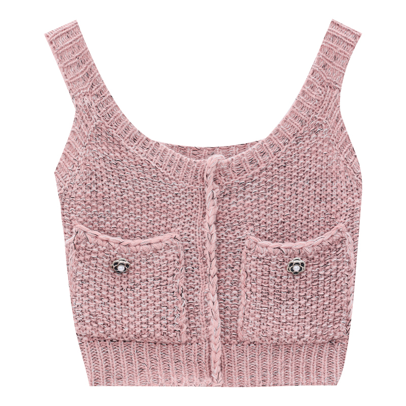 Korean Style Slim-Fit Knitted Tank Top for Women - Spring Summer Strapless Camisole in Lazy Fashion Design