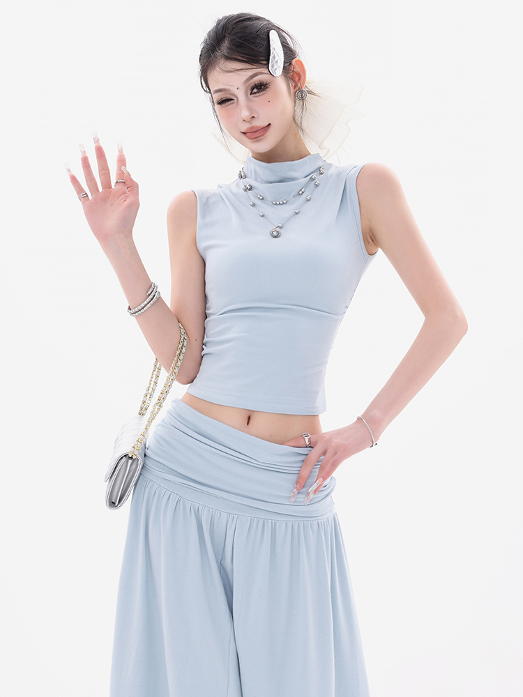 Korean Style Summer Peach Sleeveless Top & Waist-Cinching Bodycon Skirt Two-Piece Set for Women - Trendy Y2K Fashion