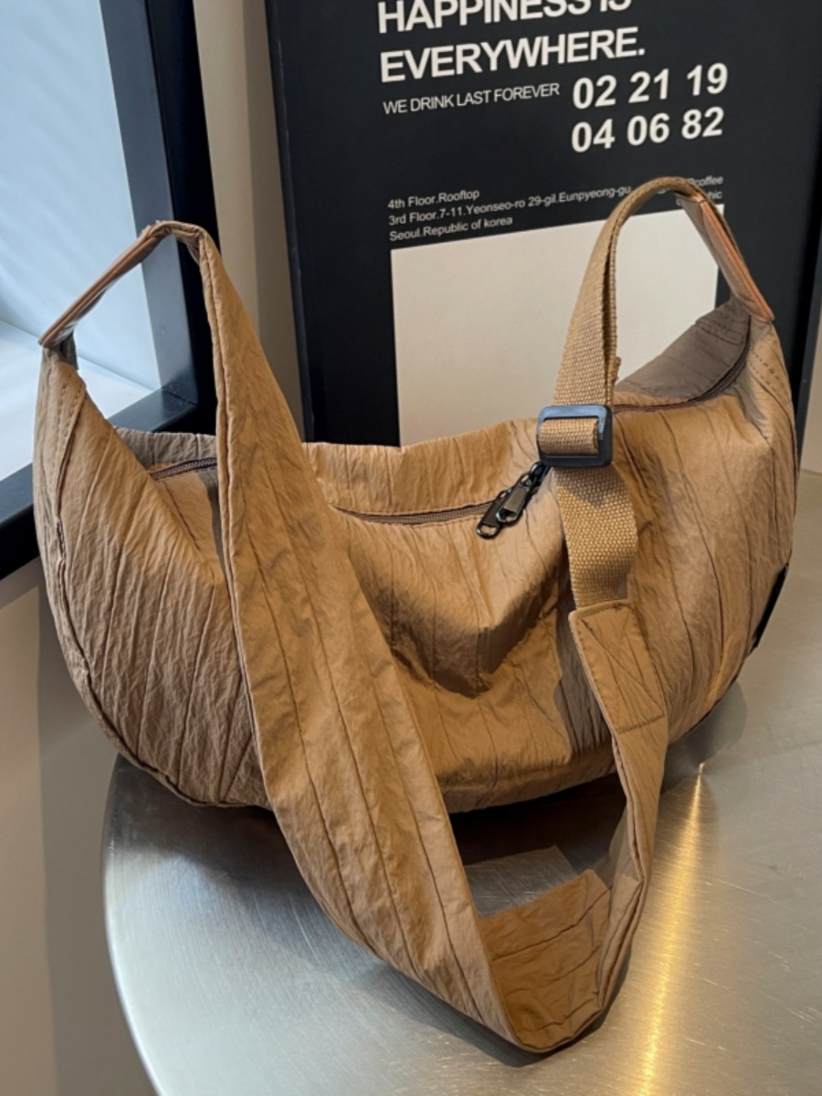 Korean Style Wrinkled Canvas Bag for Women, Casual Large Capacity Commuting Dumpling Shoulder Crossbody Bag, Versatile Student Tote