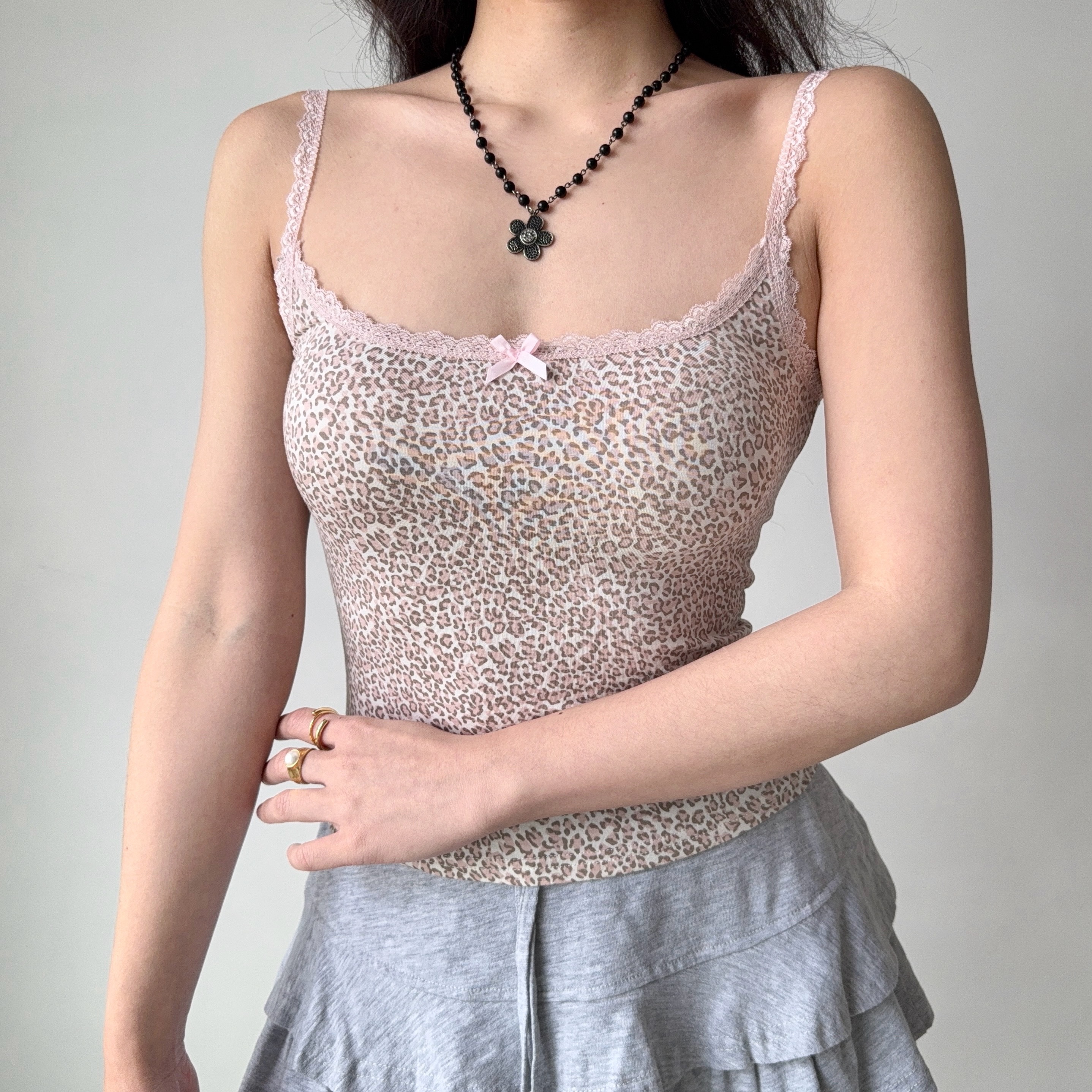 Lace Trim Leopard Print Camisole Top for Women - DIY European American Style, Chic Fashion for Hot Girls