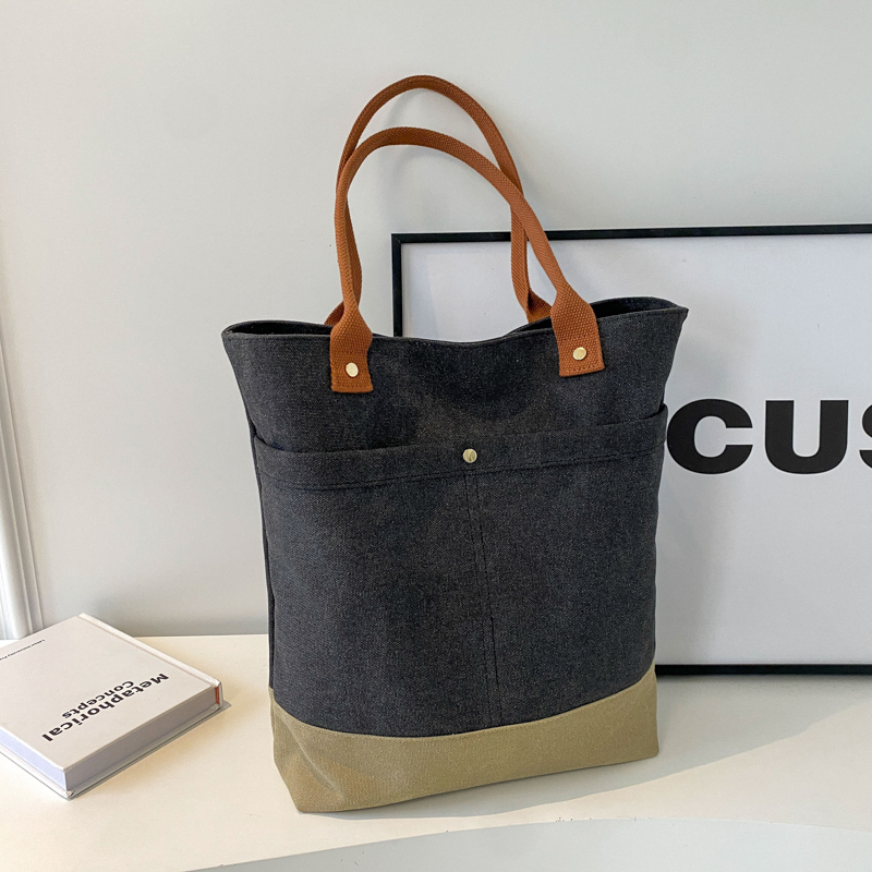 Large Capacity Canvas Tote Bag for Women - Fashionable Korean Style Shoulder Bag for Spring & Summer, Perfect for College Commuting