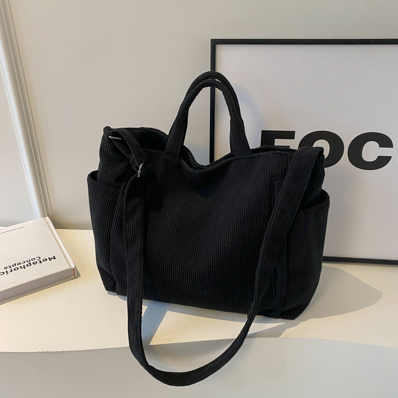 Large Capacity Corduroy Tote Bag for Women - 2025 Spring/Summer Style | Versatile Shoulder & Crossbody Bag for Class and Commuting