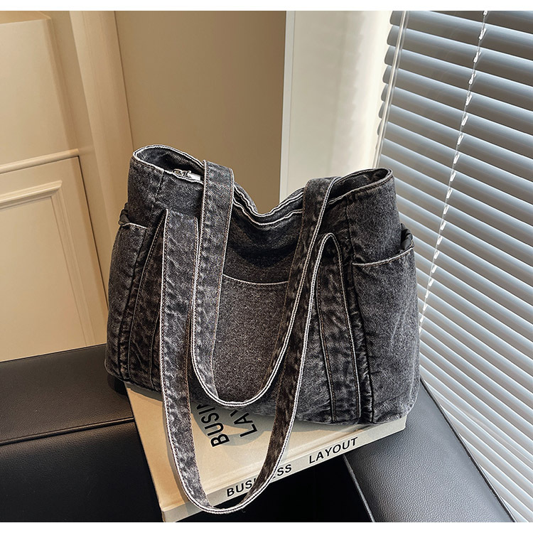 Large Capacity Denim Tote Bag for Women - Korean & Japanese Style Casual Commuting Shoulder Bag, Versatile for Classes & Everyday Use