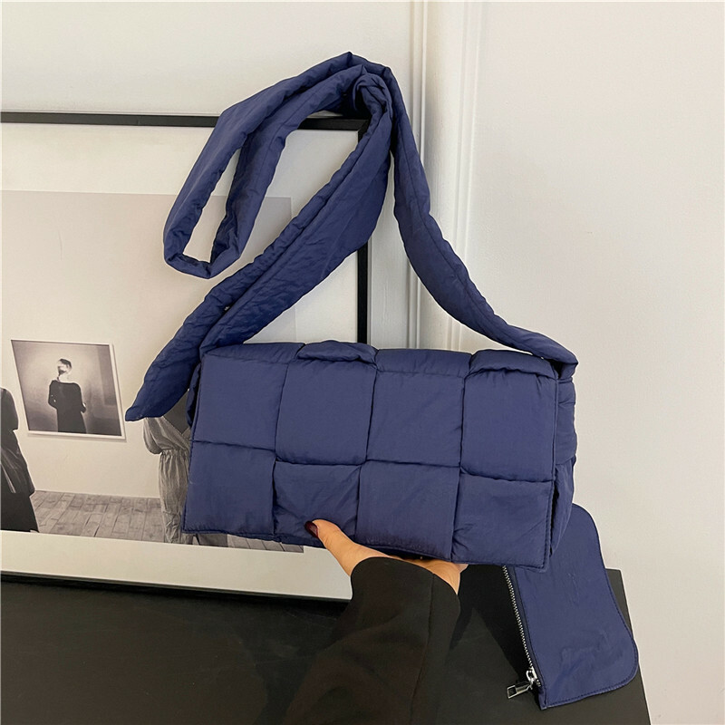 Large Capacity Down Cotton Tote Bag for Women - Spliced Design, Crossbody Style, Perfect for Spring & Summer 2025 Fashion