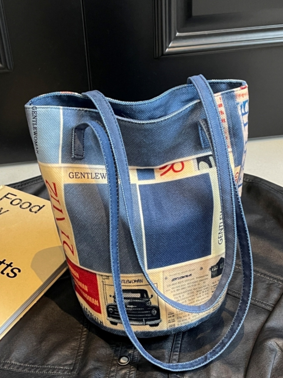 Large Capacity Ethnic Style Women's Canvas Tote Bag - 2025 Commuting Single Shoulder Bucket Bag for Everyday Use