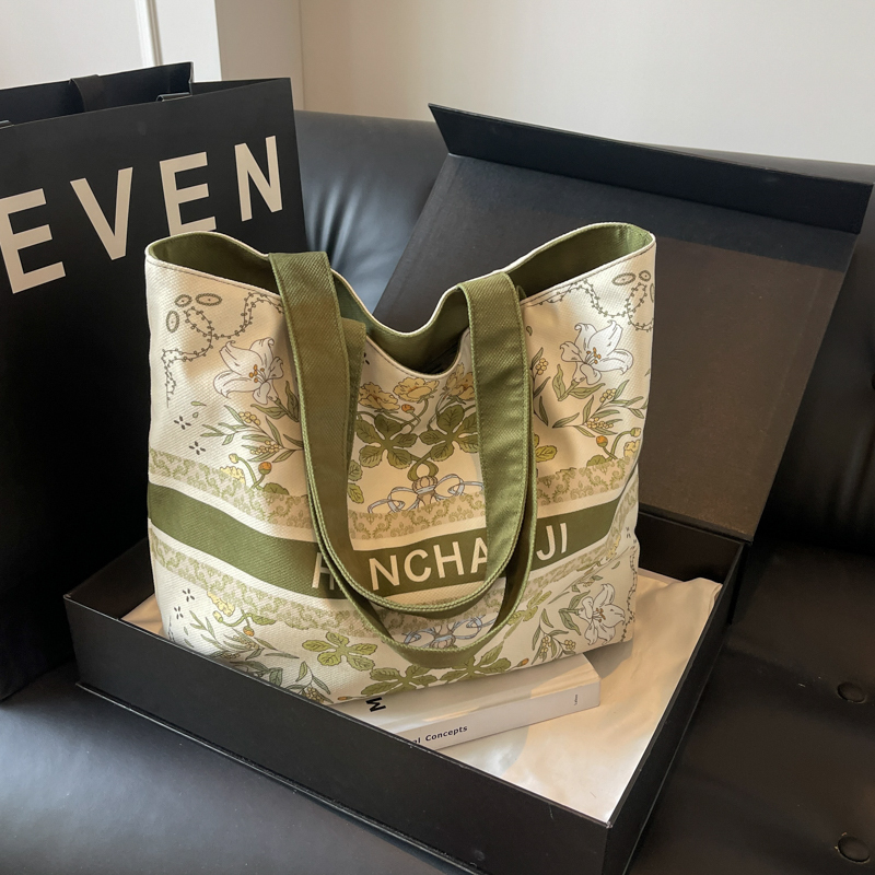 Large Capacity Jacquard Canvas Tote Bag for Women - Versatile Summer Shoulder Handbag for Commuting & Everyday Style 2025