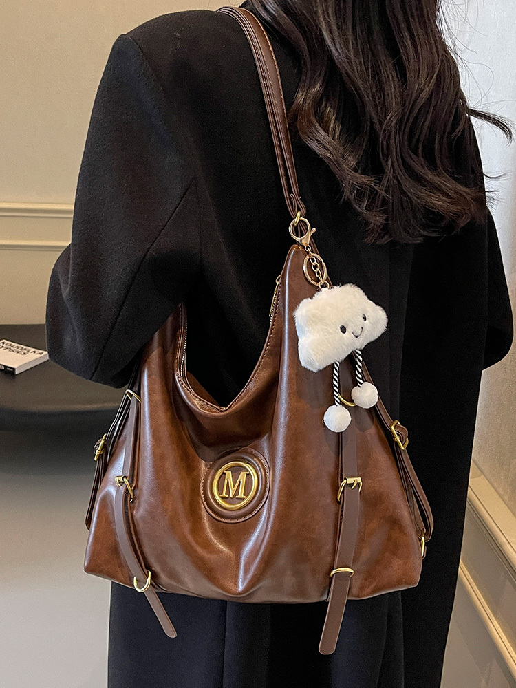 Large Capacity Retro Tote Bag for Women - Casual Multifunctional Commuter Backpack & Crossbody Travel Bag