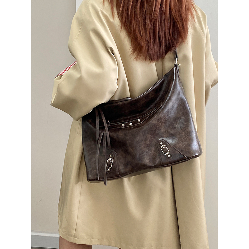 Large Capacity Retro Women's Shoulder Crossbody Tote Bag - Spring Summer 2025 Niche Design, Stylish & Functional