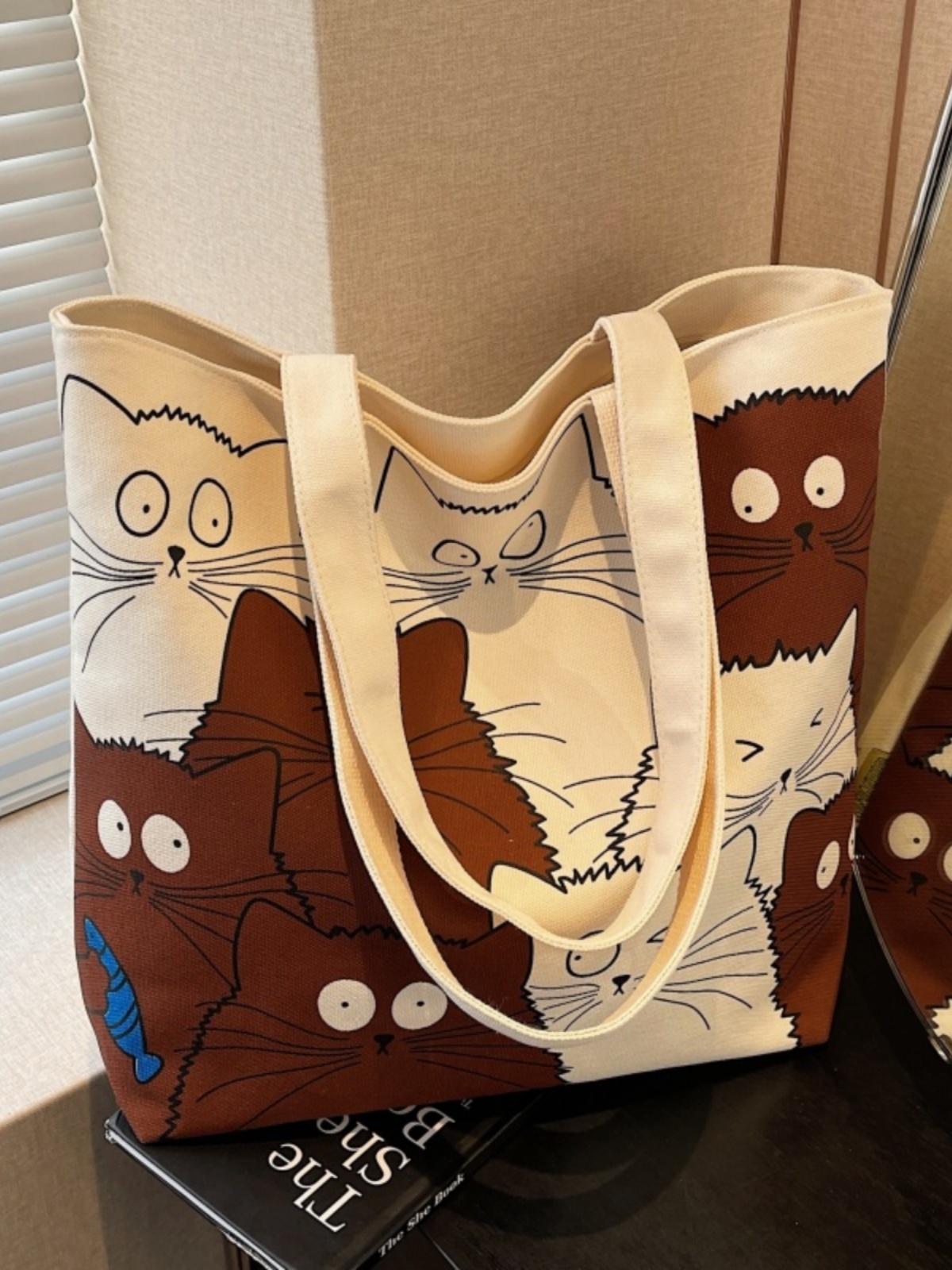 Large Capacity Spring Canvas Tote Bag for Women - Japanese Cartoon Design, Commuter & Student Shoulder Handbag 2025