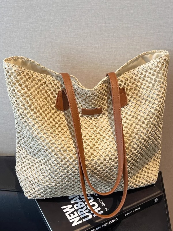 Large Capacity Straw Woven Bag for Women - Versatile Summer 2025 Tote for Beach, Vacation, and Commuting