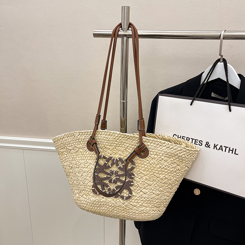 Large Capacity Woven Straw Bag - Casual Versatile Shoulder Bag for Beachside Vacations - 2025 Fashion Trend