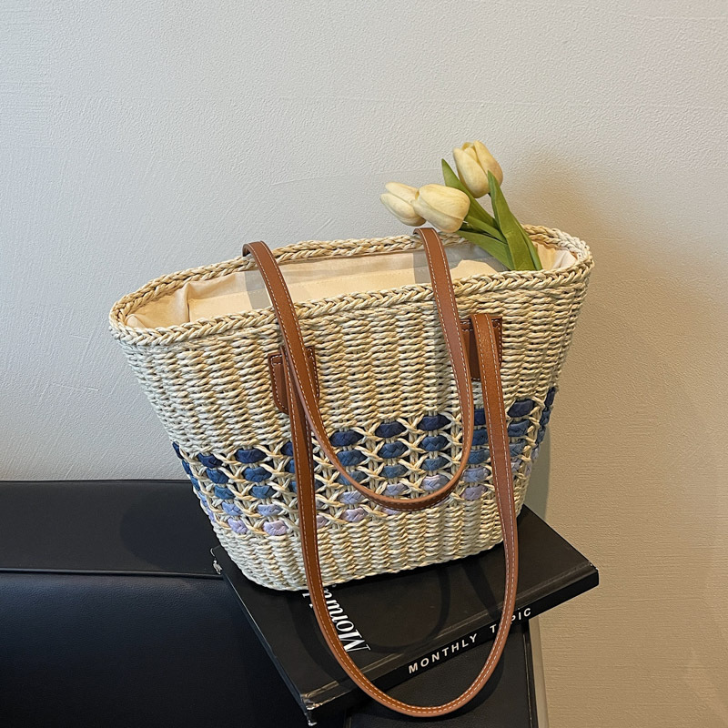 Large Capacity Woven Straw Tote Bag for Women - Perfect for Beach Vacations and Commuting, 2025 Trendy Summer Style