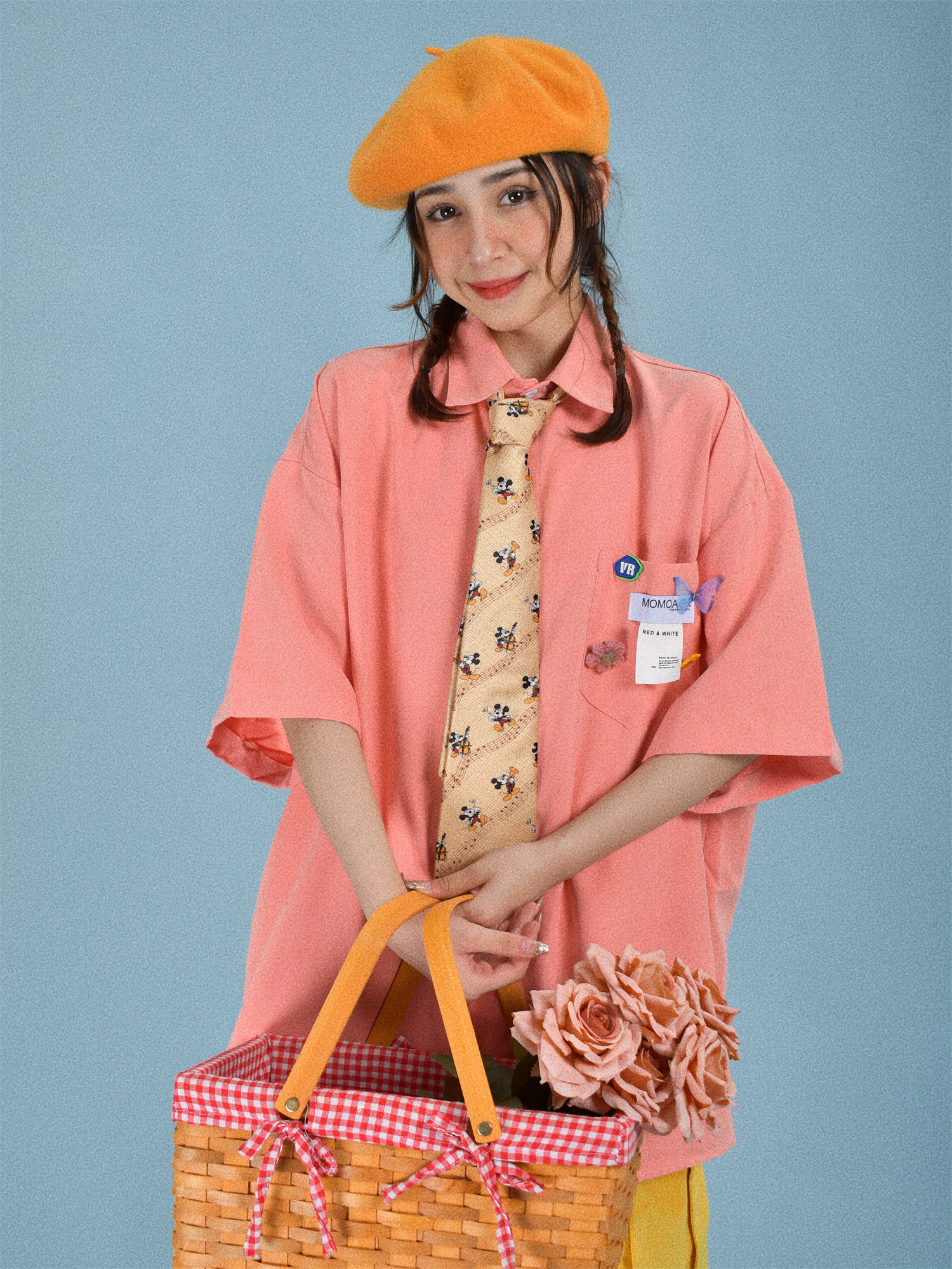 Light Yellow Vintage Short Sleeve Shirt for Women - Summer Loose Korean Style Top, Popular Half Sleeve Fashion for Students