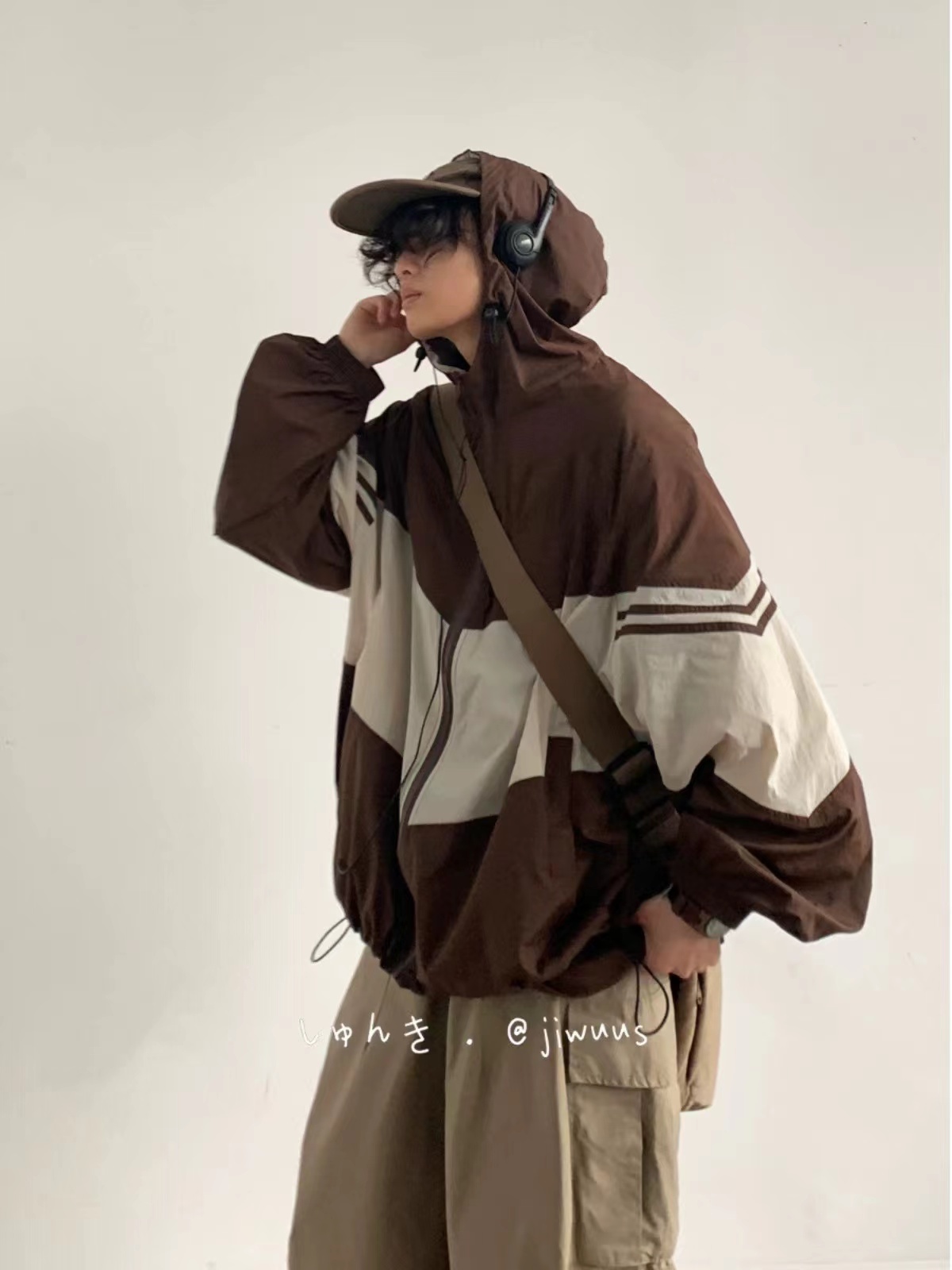 Lightweight Color-Blocked Hooded Sun Protection Jacket for Men and Women - Japanese Retro Outdoor Work Coat, Breathable Summer Style