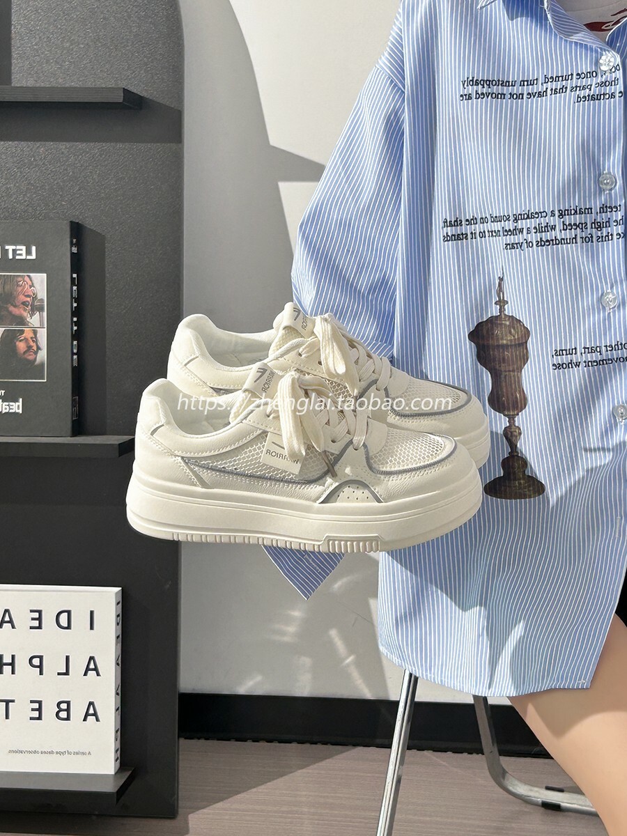 Lightweight Mesh White Sneakers for Women - Breathable Casual Minimalist Sports Shoes for Summer 2025