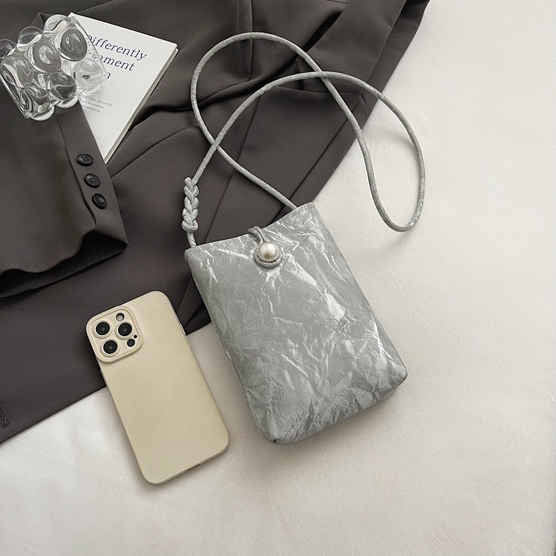 Lightweight Silver Mini Crossbody Phone Bag for Women - Summer 2025 Chinese Style Fashion Accessory