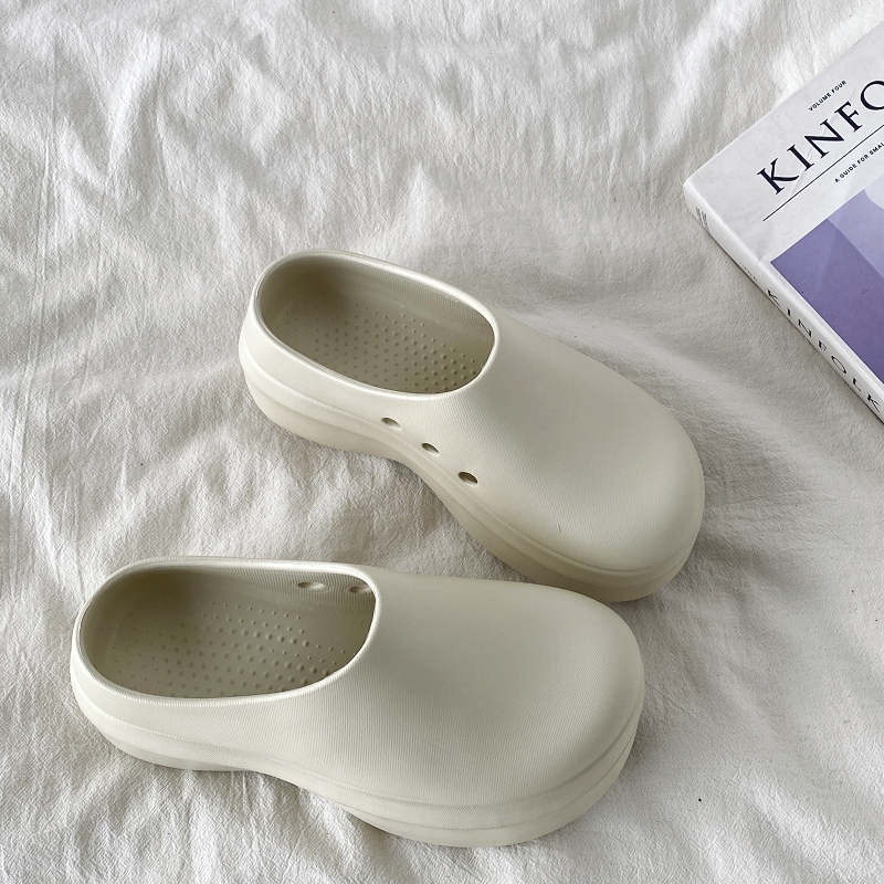Lightweight Thick-Soled Half-Drag Clogs for Women, Non-Slip Height-Increasing Chef Shoes, Trendy Couple's Footwear