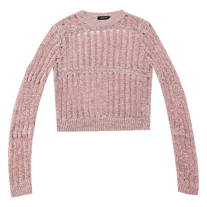 Loose Long Sleeve Knitted Sweater for Women with Hollow Design - Cozy Y2K Style Top