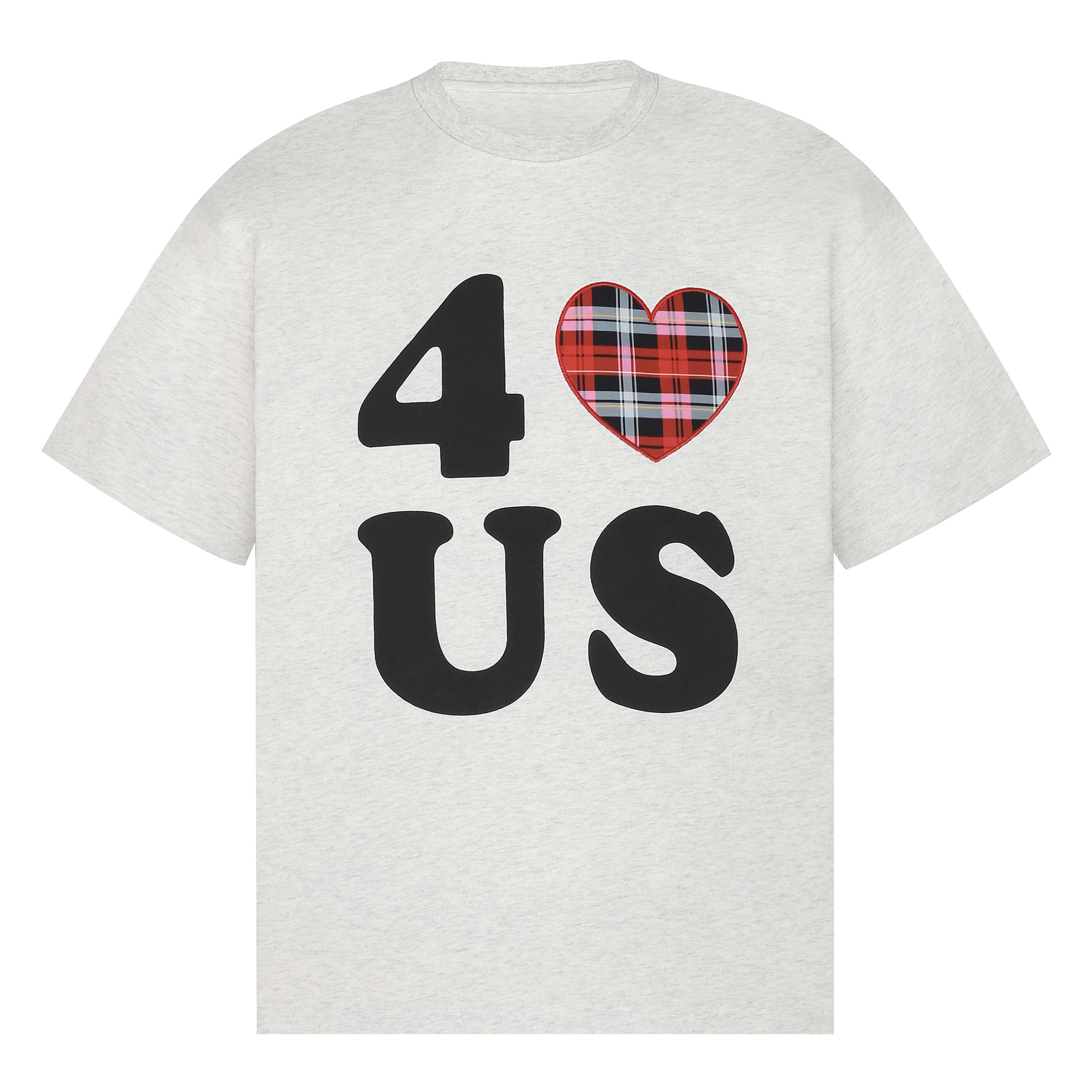 Loose Unisex Short Sleeve T-Shirt with Embroidered Heart - Summer Plaid Design, Trendy Casual Wear for Couples