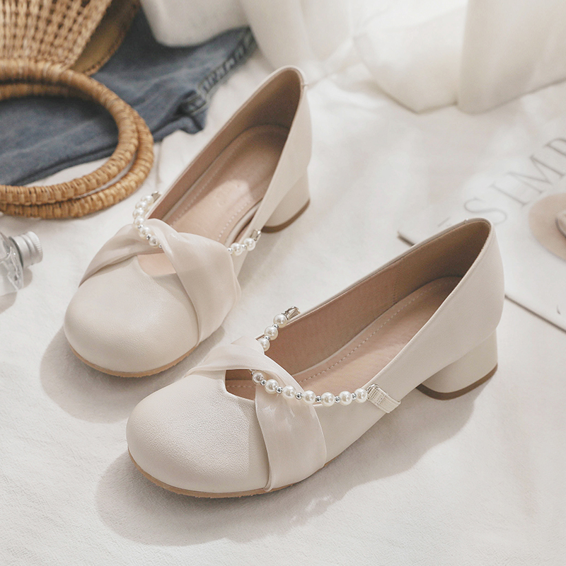 Mary Jane Women's Sheepskin Flat Shoes - Gentle Spring Autumn Style Fairy Shoes for Skirts, Vintage-Inspired Footwear