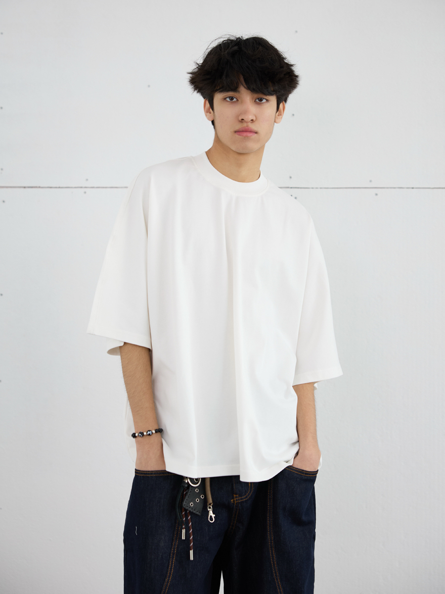 Men's 275g Heavyweight Pure Cotton Seamless Basic Short Sleeve T-Shirt - Loose Fit Spring/Summer Essential