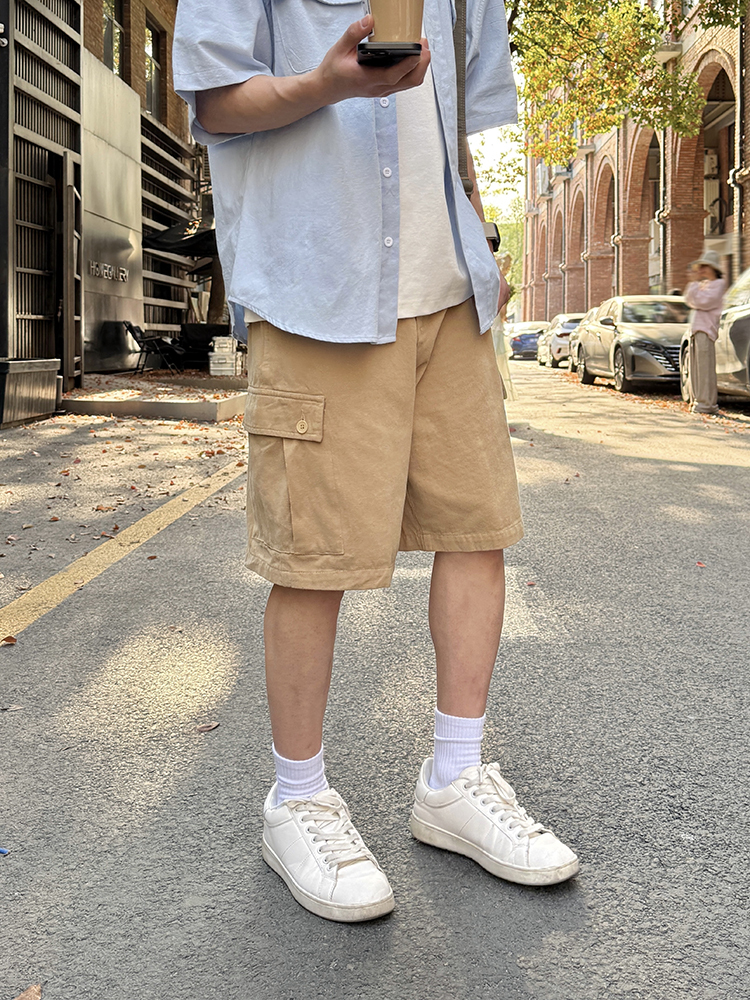 Men's and Women's American Retro Khaki Multi-Pocket Work Shorts - Loose Casual Straight-Leg Five-Point Summer Shorts