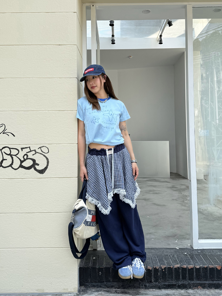 Men's and Women's Summer Plaid Sweatpants - Two-Piece Lace Splicing, Elastic Waist, Tapered Casual Pants, Y2K Style