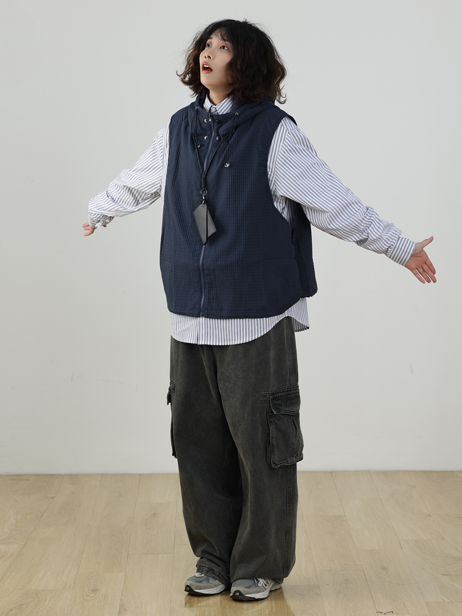 Men's Japanese Style Thin Hooded Vest - Versatile Outdoor Work Jacket for Couples, Trendy Fashion Essential