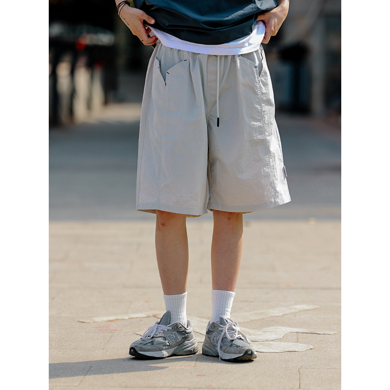 Men's Loose-Fit Japanese Retro Pocket Shorts - Casual Thin Streetwear Five-Point Design
