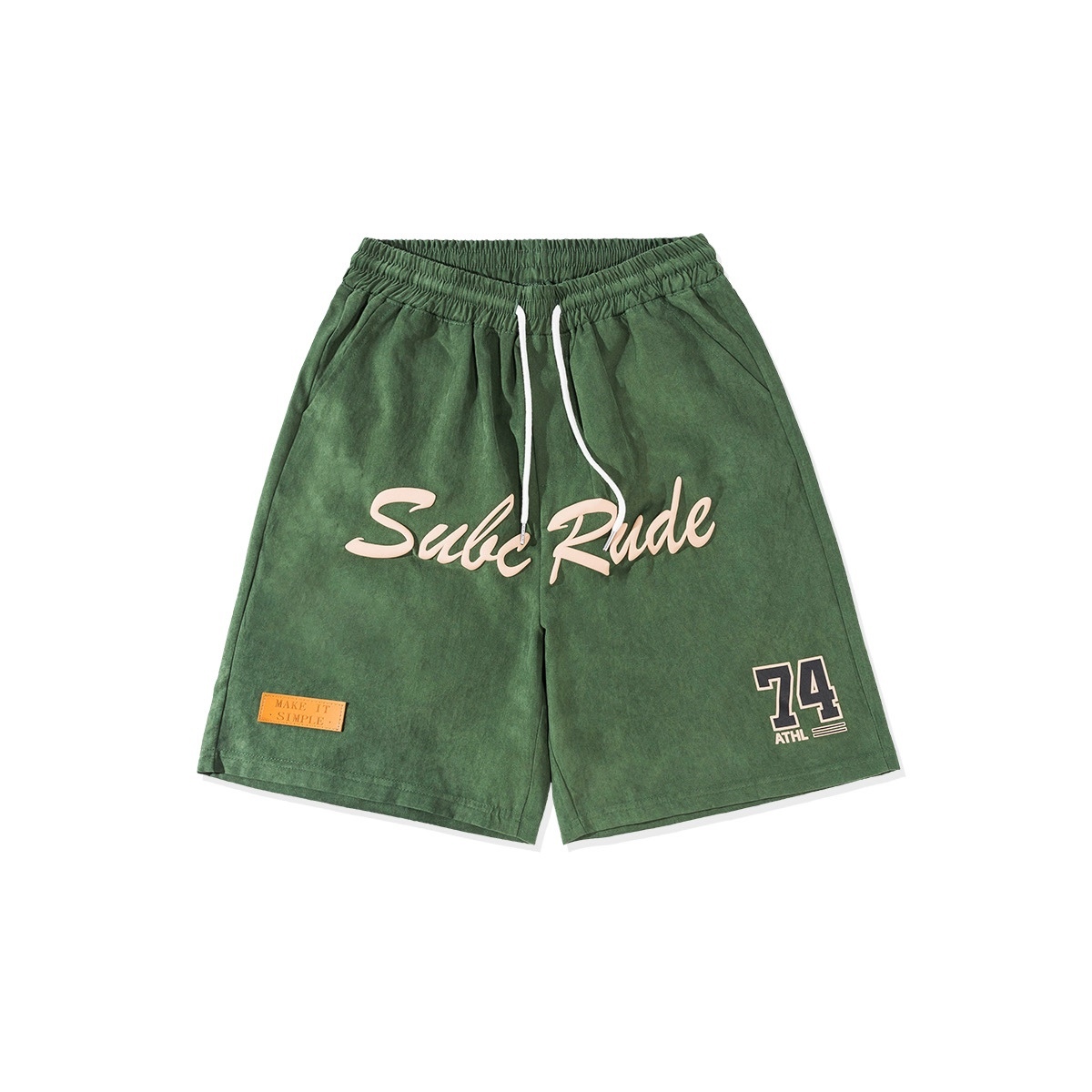 Men's Trendy Loose Casual Sports Shorts with Letter Print, Elastic Waist, Five-Point Design for Street Hip-Hop Style