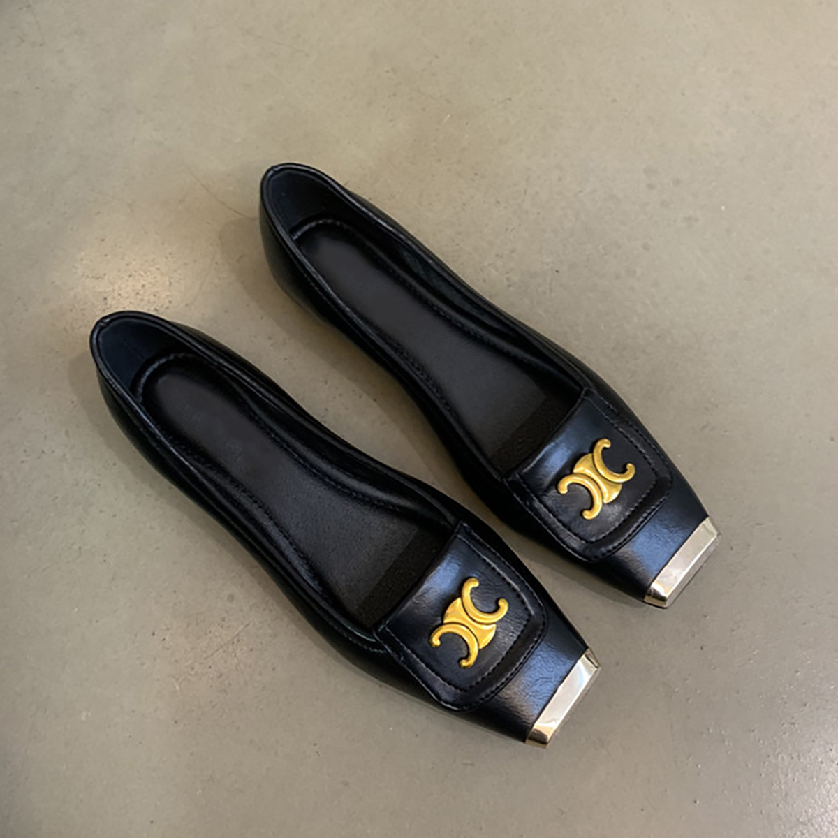Metallic Square-Toe Sheepskin Mary Jane Shoes for Women - Elegant Flat Evening Footwear with Internal Height Increase