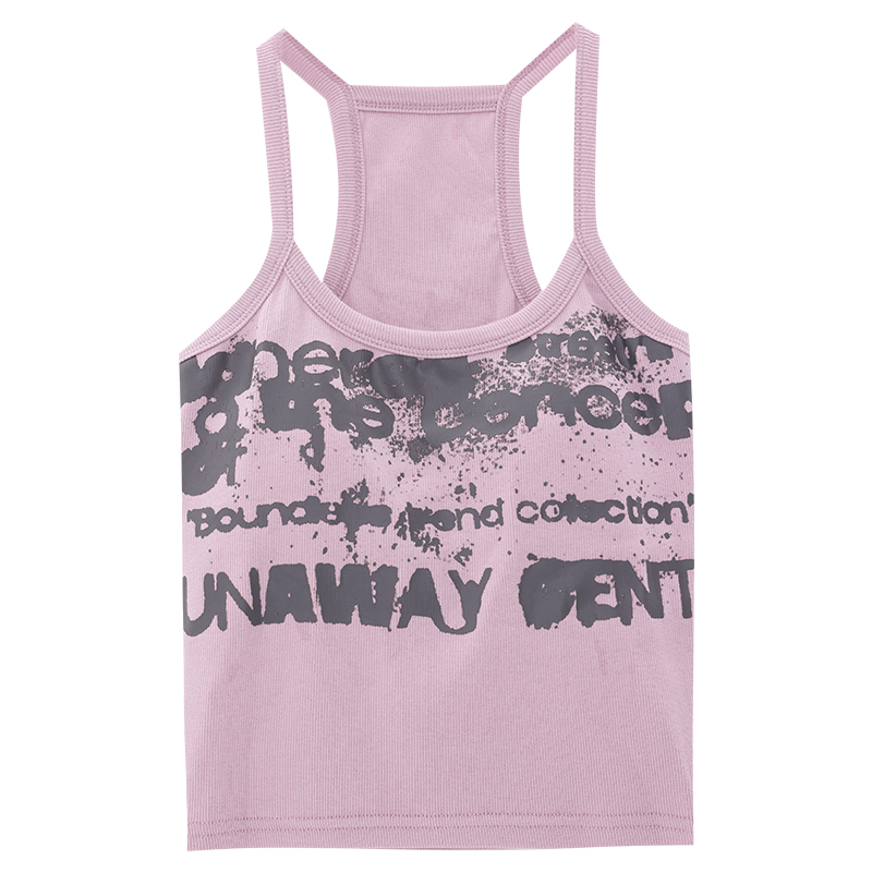 Millennium Echo Original Letter Print Slim Fit Vest Top for Women, Summer Fashion, Casual Style, Trendy Short Top