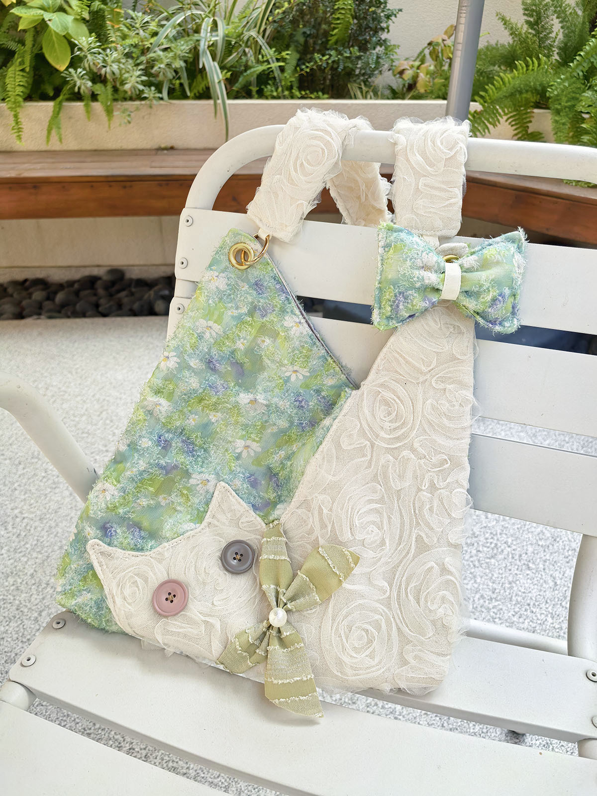 Mini Cute Chiffon Cat Underarm Bag - Spring Summer Green Daisy Crossbody Bag for Y2K Fashion Lovers