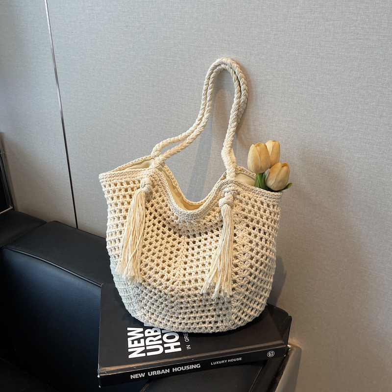 Minimalist Hollow Large-Capacity Tote Bag - Fashionable Summer Beach Vacation Bag 2025