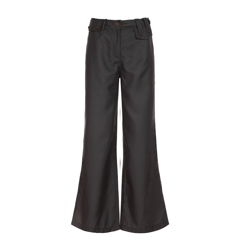 Modern Vintage Retro Low-Waist Striped Suit Pants for Women, Casual Straight-Leg Trousers, 90s Inspired Fashion