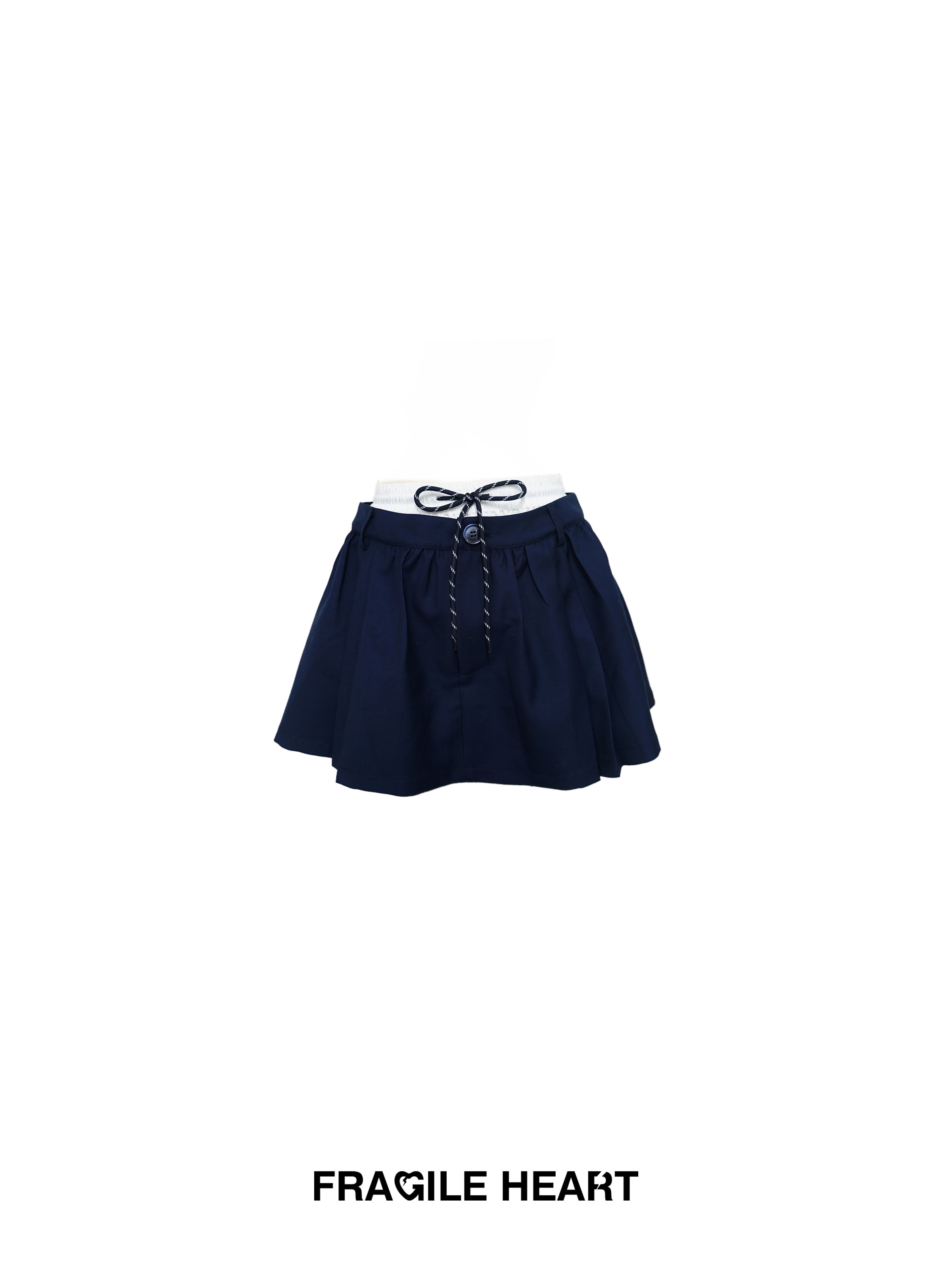 Navy Blue Double Waist Tie High Waist Versatile Short Puffed Skirt - Trendy Y2K Style for Chic Summer Outfits