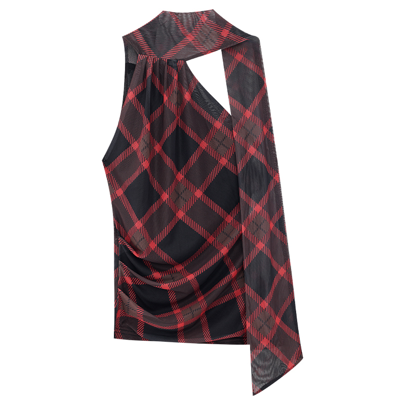 Neon Pixel Halter Checkered Design Tank Top for Women - Trendy Spring Summer 90s Y2K Style
