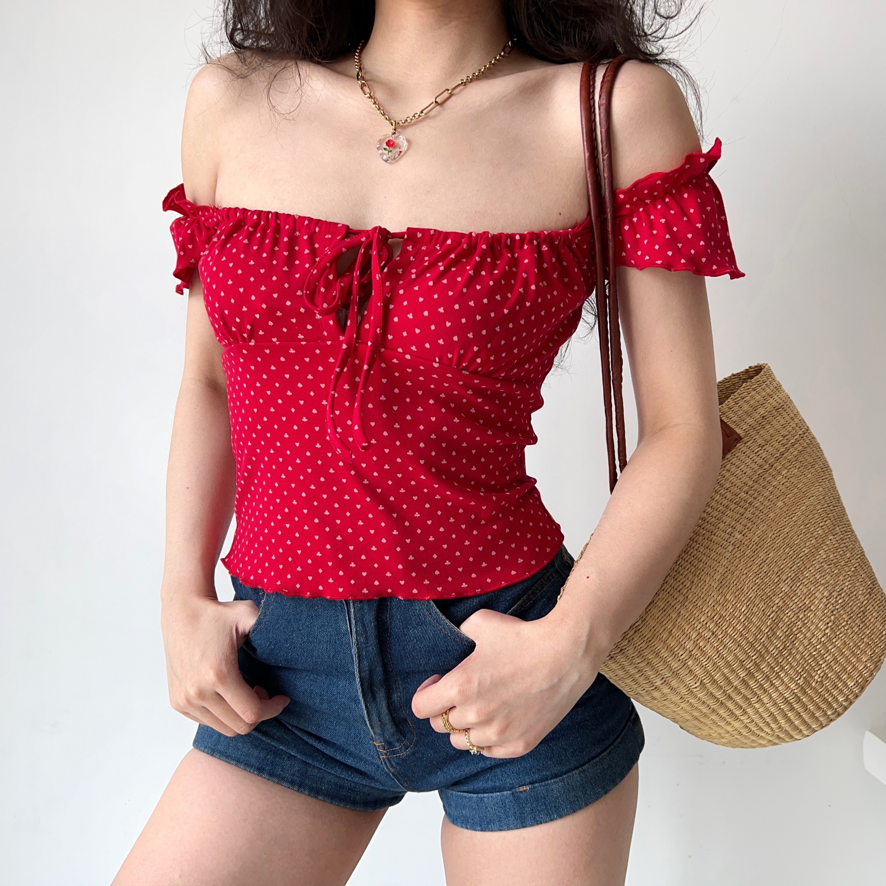 One-Shoulder Tie T-Shirt for Women - Sexy Slim Fit with Ruffled Edges, European American Style, Y2K Short Top