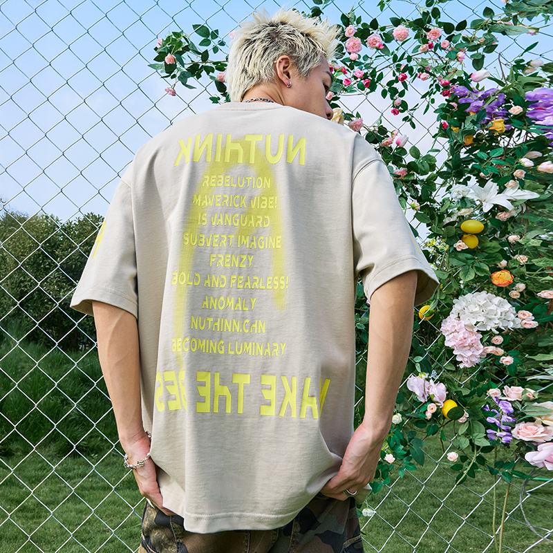 Oversized Hip-Hop Dopamine Letter Short Sleeve T-Shirt - Unisex American Streetwear, 2025 Trend, Casual Urban Style