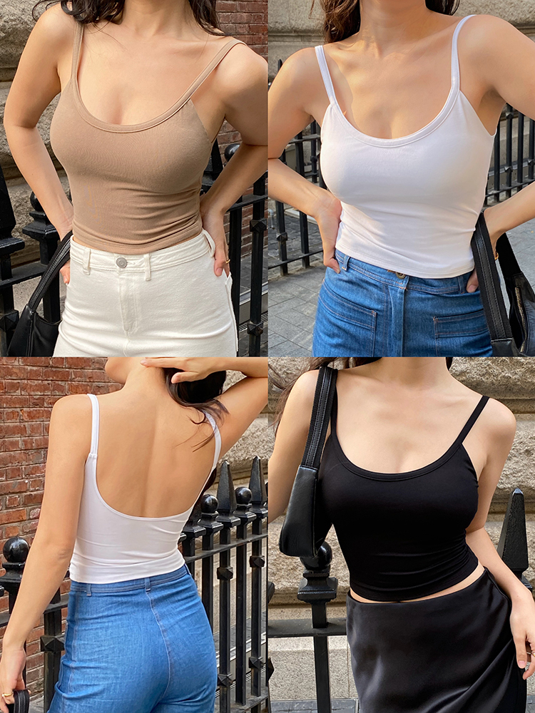 Padded Backless Camisole for Women – Versatile Sleeveless Top for Hot Girls, Basic Summer Fashion Essential