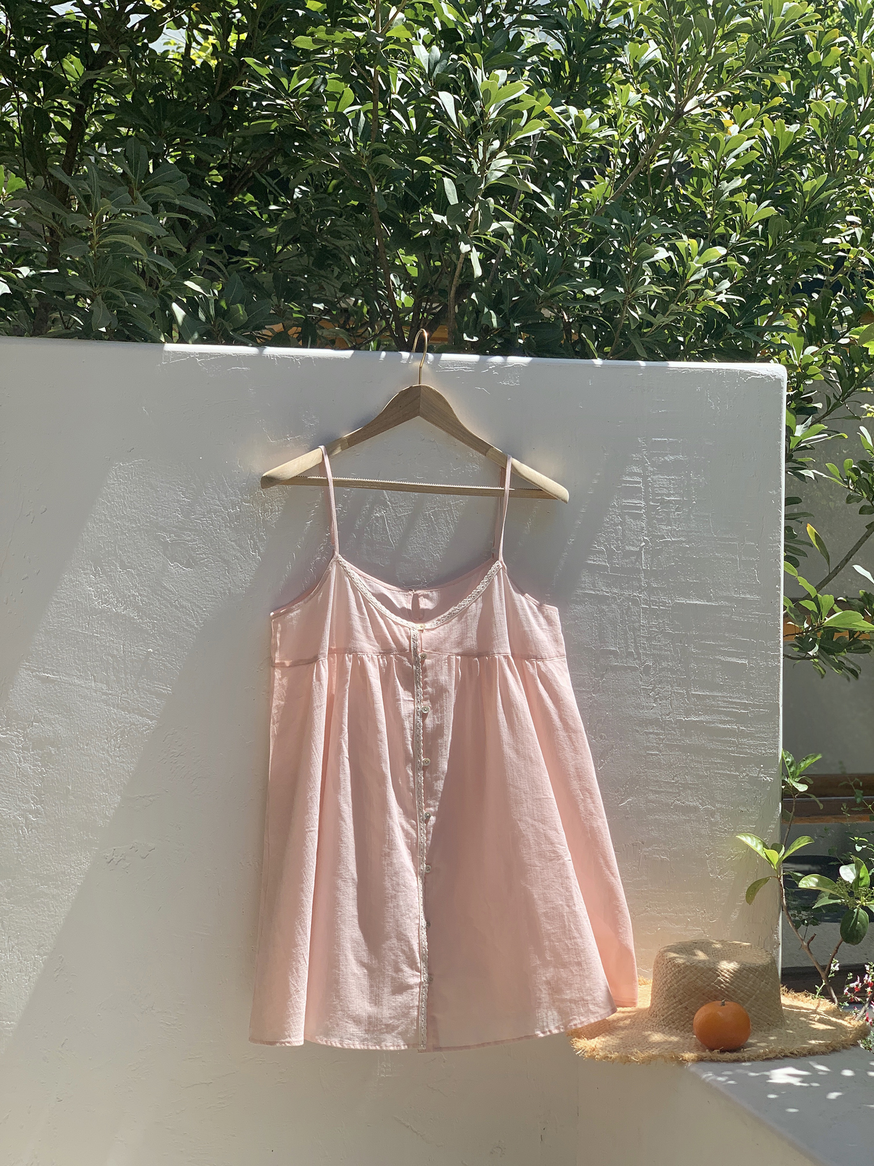 Peach Milk Polka Dot Halter Neck Camisole Dress - Sheer Layered Design, Cute Pink Color, Trendy Y2K Style
